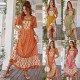Di Yun's Spring/Summer 2025 European and American cross-border cotton printed dress, French printed vacation style square neck dress for women