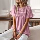 Self-developed and designed Amazon round-neck patchwork top for Spring/Summer 2023 loose women's shirt in solid color