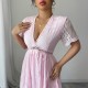 Diyun Cross-border European and American elegant style deep V high-end women's dress 2025 Spring/Summer Amazon Independent Store