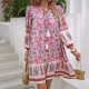 Diyun European and American Cross-border 2025 Spring/Summer Casual Bohemian vacation-style Cotton printed V-neck dress for children