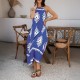 Di Yun's Spring/Summer 2025 Amazon Cross-border Casual Pomixia vacation style contrasting color halter sleeveless dress for women