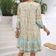 Diyun European and American Cross-border 2025 Spring/Summer Casual Bohemian vacation-style Cotton printed V-neck dress for children