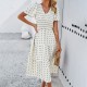 Diyun Cross-border Women's Clothing Amazon Spring/Summer 2025 Foreign Trade Elegant Casual Polka dot V-neck Short-sleeved dress