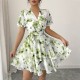 Diyun European and American Casual vacation printed short-sleeved cake dress, skirt, dress, women's clothing, Spring/Summer 2025, Amazon