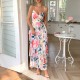 Diyun European and American casual vacation style halter print cake dress Long dress Women's clothing Spring/Summer 2025 Amazon