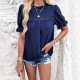 Diyun European and American women's T-shirt Amazon Spring/Summer 2024 Export Casual Solid Color short-sleeved cutout top