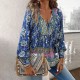 Diyun European and American Cross-border 2025 Spring/Summer Bohemian Vacation Style Cotton print Tie long-sleeved shirt for women