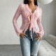 Diyun Cross-border Foreign Trade Women's Top Independent Station 2024 Spring/Summer Sexy and Fitted Long-sleeved Lace Trim top