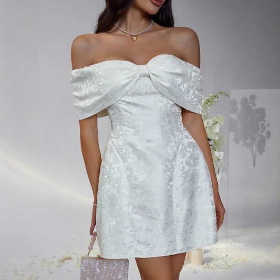 Diyun Cross-border European and American party Evening Dress, Women's bow, socialite style strapless dress, Spring/Summer 2025 Amazon