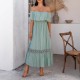 Diyun Cross-border European and American vacation casual style one-shoulder cinched waist Dress Women's clothing for Spring/Summer 2025 Amazon Export