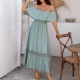 Diyun Cross-border European and American vacation casual style one-shoulder cinched waist Dress Women's clothing for Spring/Summer 2025 Amazon Export