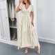 Diyun's European and American casual vacation style short-sleeved corset long dress women's clothing Spring/Summer 2025 Amazon Independent Store