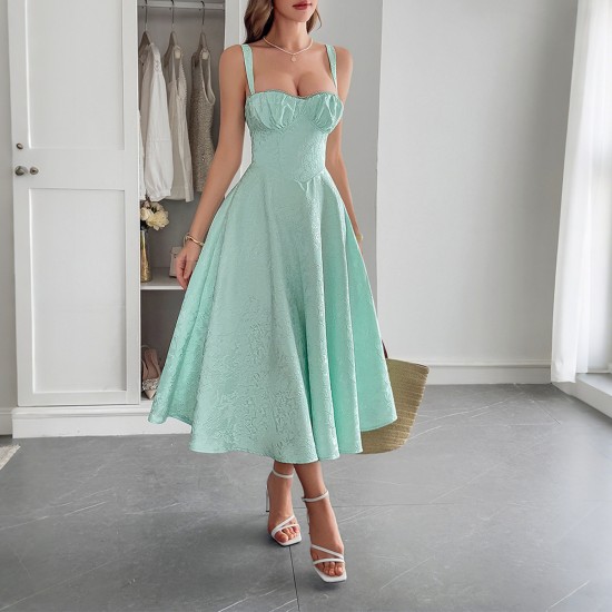 Diyun Cross-border European and American elegant style halter jacquard long dress for women's clothing 2025 summer Independent store on Amazon
