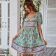 Self-designed casual vacation-style dress 2023 summer printed fresh and delicate dress, light luxury and ethereal