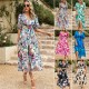 Diyun designed a cross-border Amazon dress for Europe and America in the summer of 2025, featuring a chic, waist-cinched, deep V-neck and printed long dress