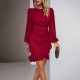Diyun's new Spring/Summer 2025 European and American foreign trade women's clothing, Amazon Independent Station, elegant puffed sleeve solid color dress