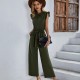 Diyun Cross-border Women's Clothing Amazon Casual short-sleeved solid color one-piece Pants 2024 Spring Flying Sleeve Top