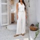 Di Yun 2025 Spring/Summer Cross-border European and American Casual Vacation Commuting Style Solid Color cardigan bm waistcoat wide-leg long pants set