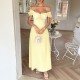 Diyun's elegant European and American short-sleeved one-shoulder long dress for women's clothing Spring/Summer 2025 Amazon Independent Store