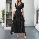 Diyun's European and American casual vacation style short-sleeved corset long dress women's clothing Spring/Summer 2025 Amazon Independent Store