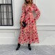 Diyun Cross-border European and American women's clothing Amazon Spring/Summer 2025 Foreign Trade vacation Casual color-blocking printed V-neck dress